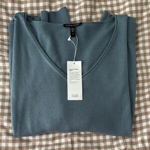 Eileen Fisher Teal Long Sleeve V-Neck Top